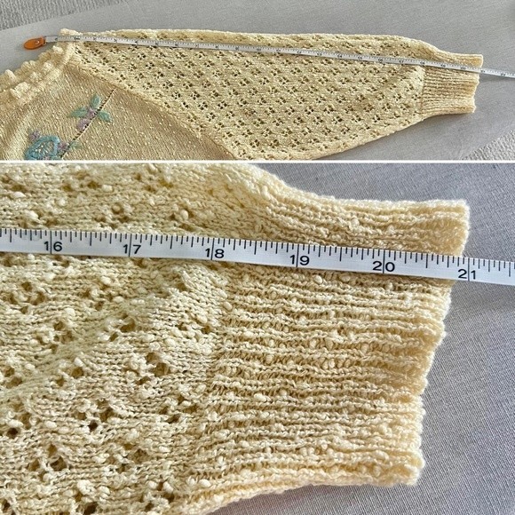 Vintage Yellow Sweater Embroidered M - Picture 7 of 8